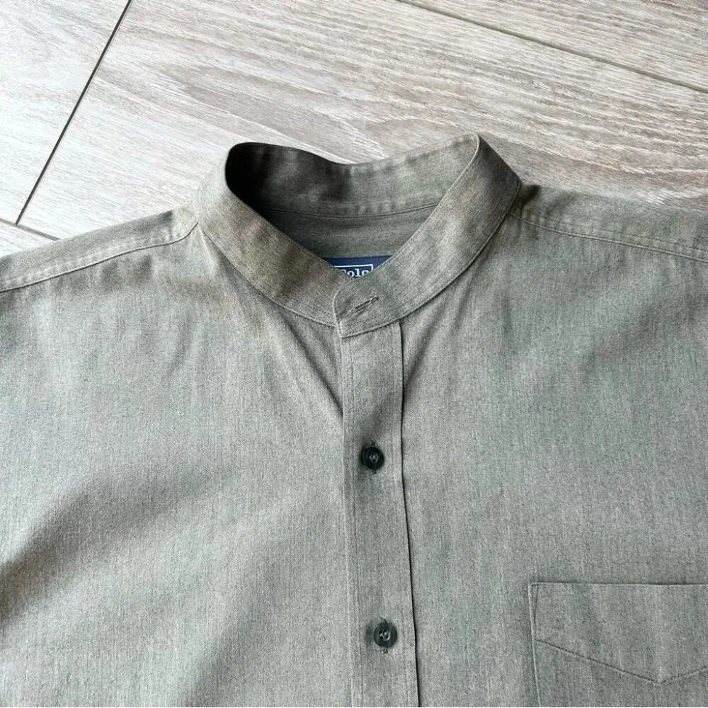 Polo Ralph Lauren Military Green Stand Collar Short Sleeve Shirt